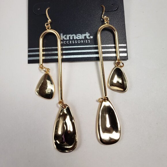 Elegant Gold Double Drop Dangle Earrings – Women’s Stylish Statement Jewelry - Picture 3 of 9